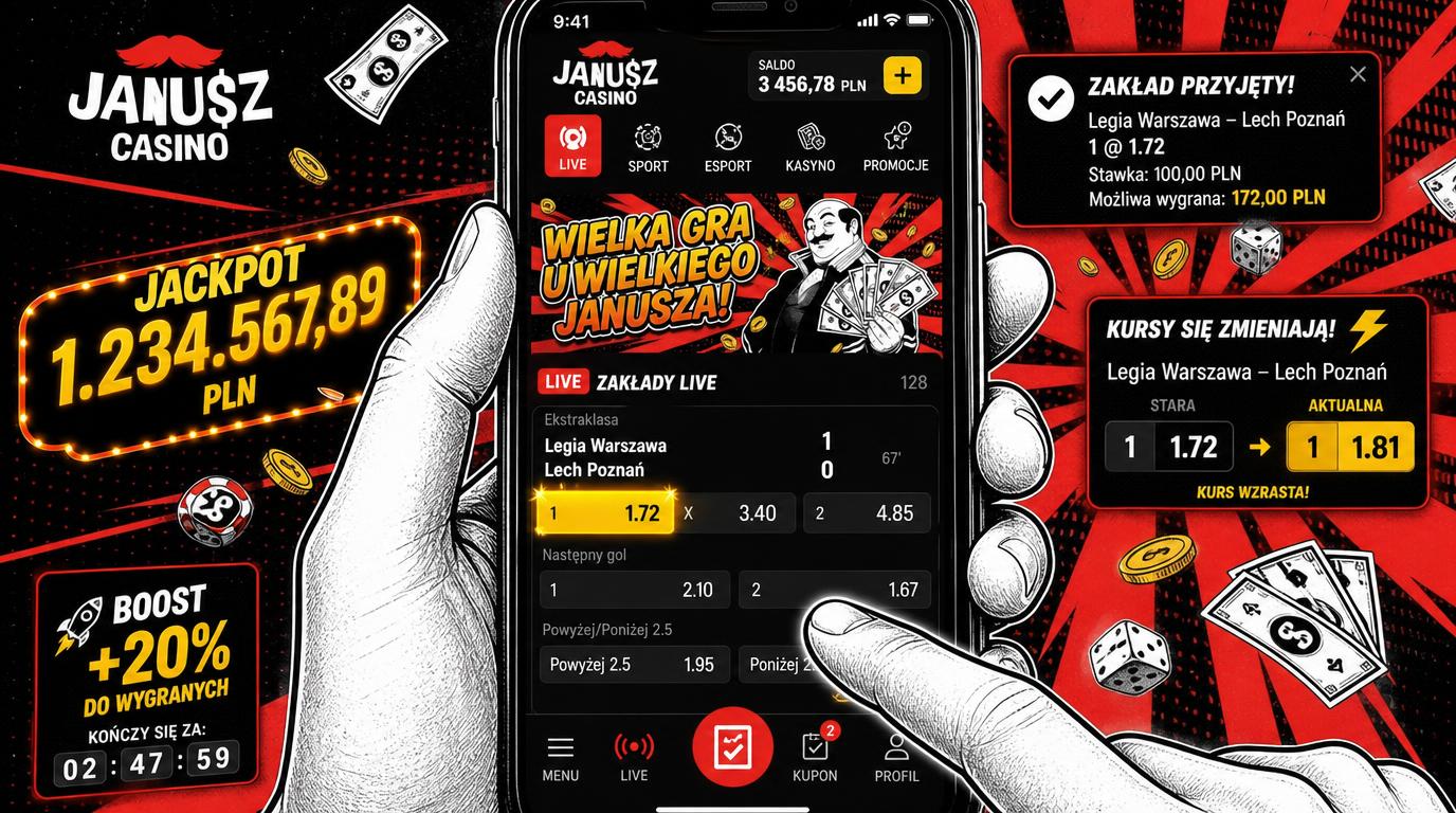 Interfejs mobilny zakładów na żywo z jackpotem i dynamicznym kursem na smartfonie