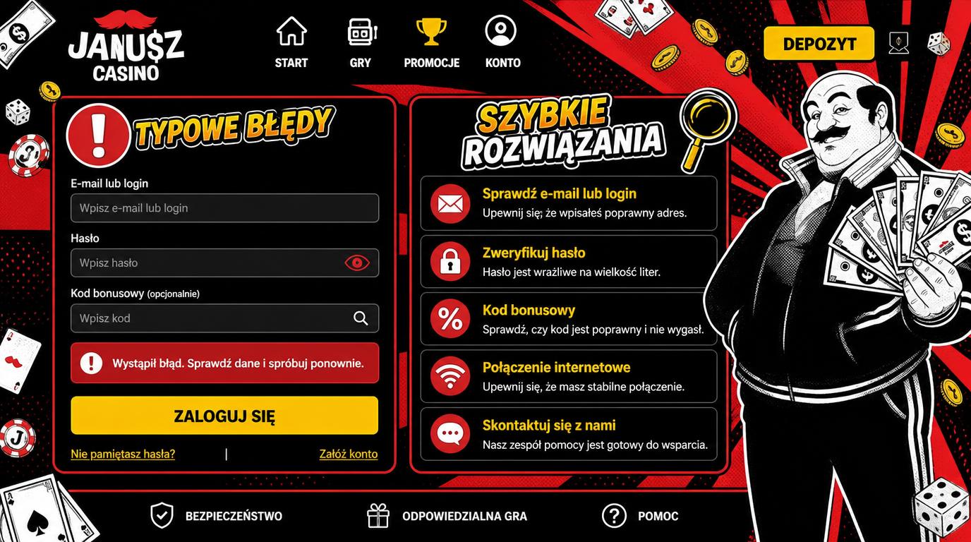 formularz z komunikatem błędu i lista porad